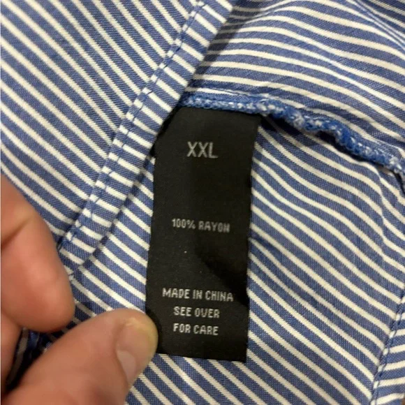 Iz Byer Blue and White Striped Button Down Shirt - Picture 5 of 9